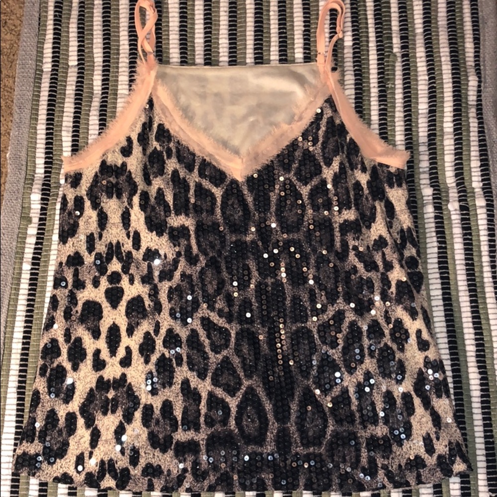 Sequin Cheetah & Peach TankTop